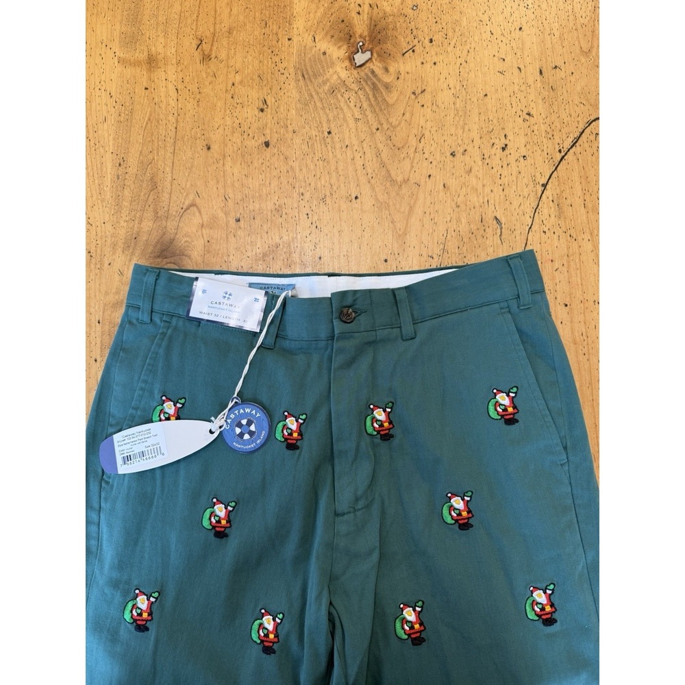 New CASTAWAY Nantucket Island Santa Embroidered Pants Men 35x32 - Picture 2 of 6